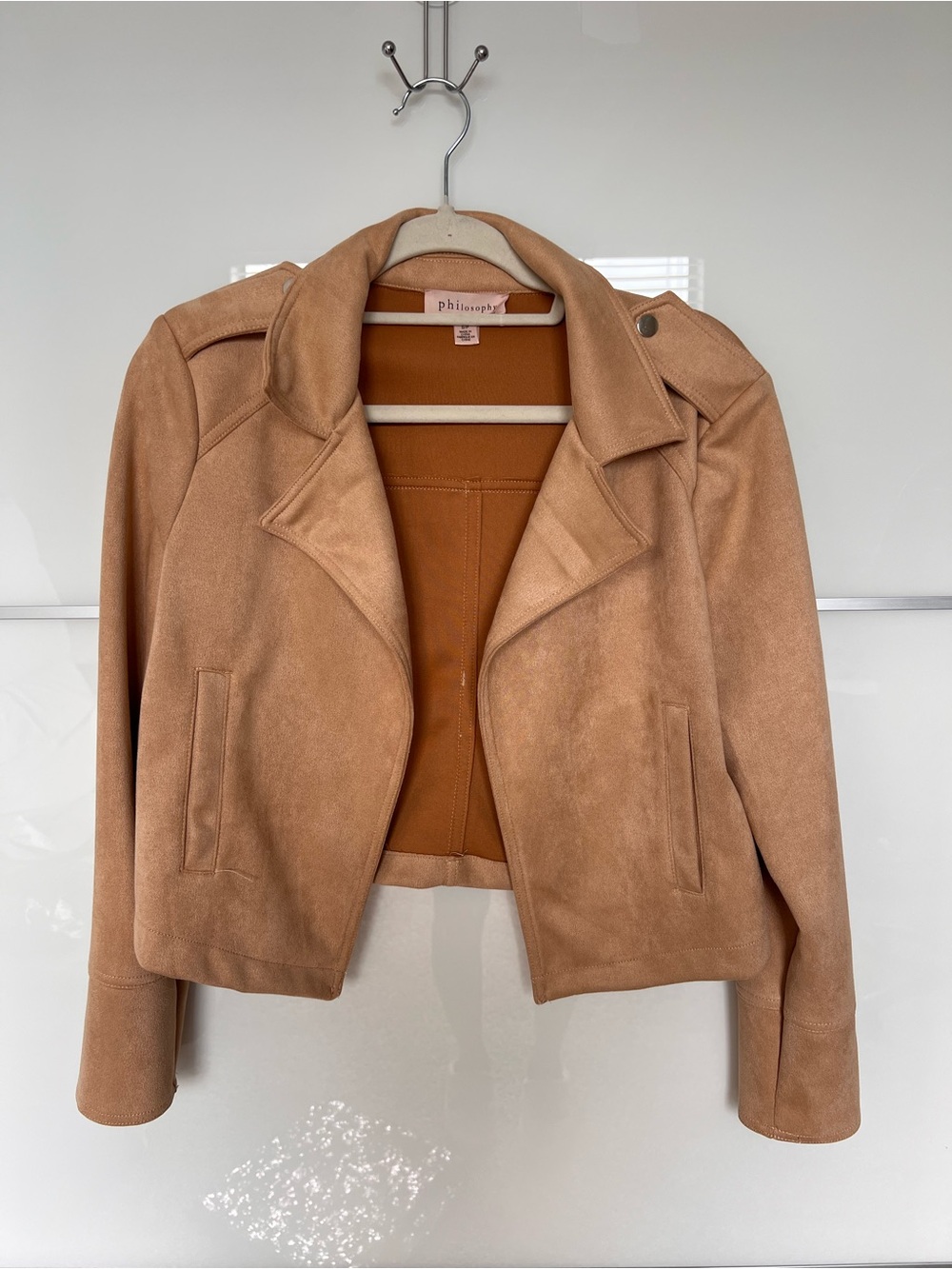 Philosophy Camel Suede-Look Moto Jacket